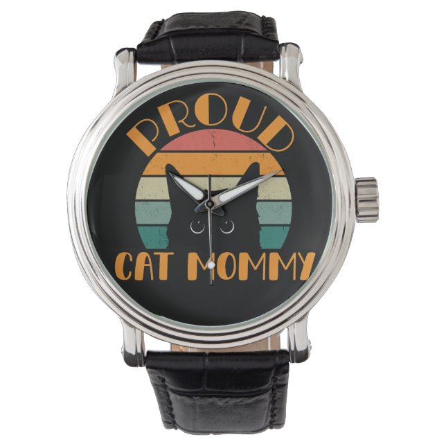 Reloj De Pulsera Orgullosa Gato Mami | Gato Mamá (Anverso)