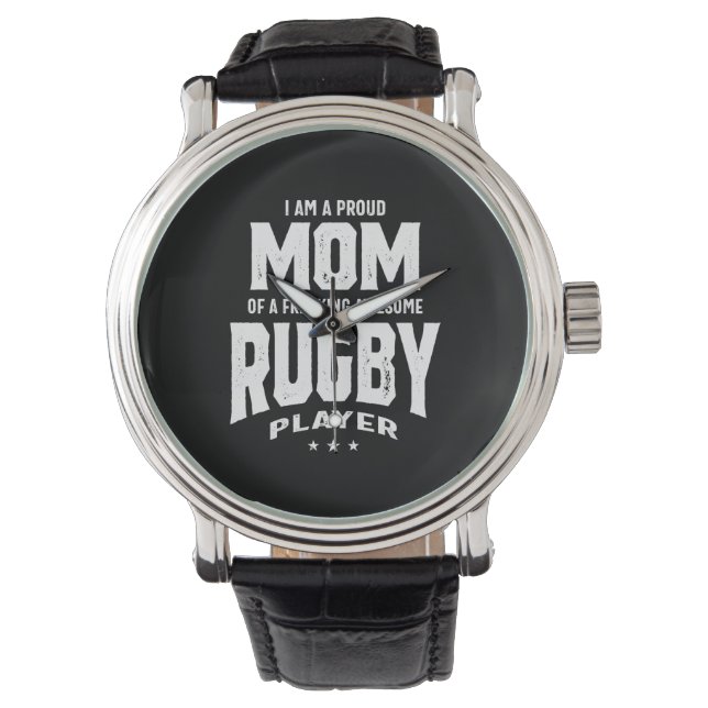 Reloj De Pulsera Orgullosa Mamá De Un Impresionante Jugador De Rugb (Anverso)