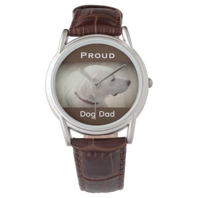 Reloj De Pulsera Orgulloso perro papá Dark Brown (Anverso)