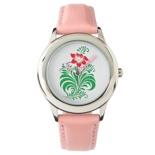 Reloj De Pulsera Ornamental Floral Flower Design – Elegant (Anverso)