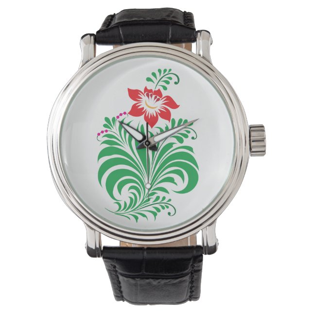 Reloj De Pulsera Ornamental Floral Flower Design – Elegant (Anverso)