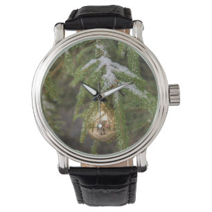 Reloj De Pulsera Ornamento de cristal del navidad del oro en árbol