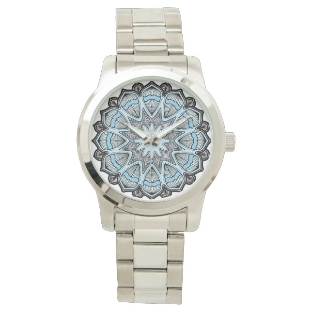 Reloj De Pulsera Ornate Blue Elegant Mandala (Anverso)