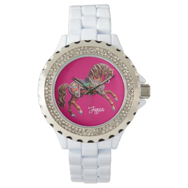 Reloj De Pulsera Ornate Carrusel de Madera (Anverso)