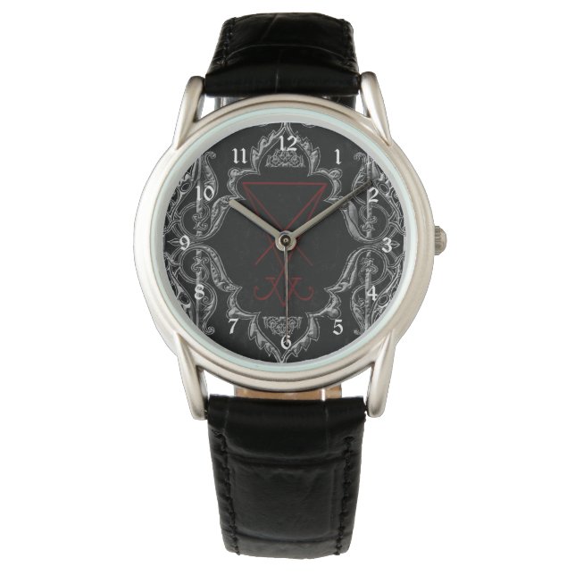 Reloj De Pulsera Ornate Silver Lucifer Sigil Arte oculto (Anverso)