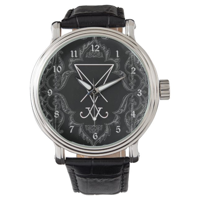 Reloj De Pulsera Ornate Silver Lucifer Sigil Arte oculto (Anverso)