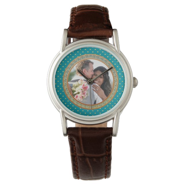 Reloj De Pulsera Ornato azul y oro (Anverso)