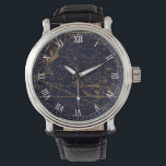 Reloj De Pulsera Oro azul vintage Piscis Constelación zodiaca<br><div class="desc">Inspirado en el "Atlas Celestial" de Alexander Jamieson en 1822, que es una colección de gráficos estelares ilustrados de época, el diseño presenta la Constelación Zodiaca Pisces (El pez) en oro con un fondo azul marino oscuro. Gran regalo para los que nacen bajo el signo Pisces Zodiac. (20 de febrero...</div>