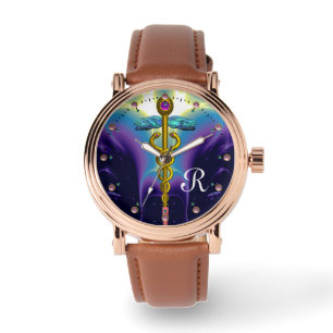 Reloj De Pulsera ORO CADUCEUS MONOGRAM ,Azul morado