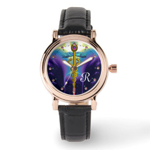 Reloj De Pulsera ORO CADUCEUS MONOGRAM ,Azul morado