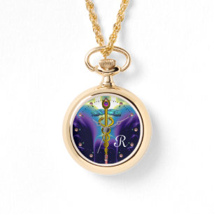 Reloj De Pulsera ORO CADUCEUS MONOGRAM ,Azul morado