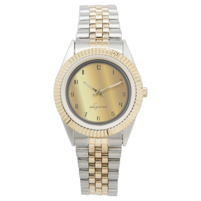 Reloj De Pulsera Oro Chic y Efecto Negro Personalizado (Anverso)