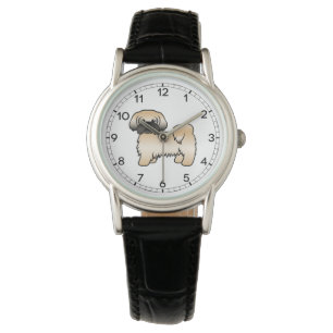 Reloj De Pulsera Oro con máscara negra Shih Tzu Cute Cartog Dog