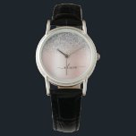 Reloj De Pulsera Oro Rosa - Monograma Purpurina Rubor rosado platea<br><div class="desc">Oro Rosa - Purpurina de espuma metálica de Relieve metalizado Rubor rosa y plateado con broche de oro cepillado Metalizado reloj de nombres de monograma. Esto hace que la graduación perfecta, el cumpleaños, el boda, la ducha de novia, el aniversario, la ducha de bebé o la fiesta de soltera sea...</div>