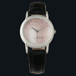 Reloj De Pulsera Oro Rosa - Nombre Metalizado del monograma del Pur<br><div class="desc">Oro Rosa - Purpurina de espuma metálica de Relieve metalizado de imitación rosada de Rubor Cepillado Monograma Metalizado Watch. Esto hace que la graduación perfecta, el cumpleaños, el boda, la ducha de novia, el aniversario, la ducha de bebé o la fiesta de soltera sea un regalo para alguien que ama...</div>
