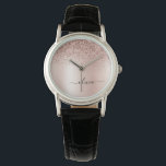 Reloj De Pulsera Oro Rosa - Nombre Metalizado del monograma del Pur<br><div class="desc">Oro Rosa - Purpurina de espuma metálica de Relieve metalizado de imitación rosada de Rubor Cepillado Monograma Metalizado Watch. Esto hace que la graduación perfecta, el cumpleaños, el boda, la ducha de novia, el aniversario, la ducha de bebé o la fiesta de soltera sea un regalo para alguien que ama...</div>