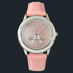 Reloj De Pulsera Oro Rosa - Nombre Metalizado del monograma del Pur<br><div class="desc">Oro Rosa - Purpurina de espuma metálica de Relieve metalizado de imitación rosada de Rubor Cepillado Monograma Metalizado Watch. Esto hace que el dulce perfecto cumpleaños 16, boda, ducha de novia, aniversario, ducha de bebé o fiesta de soltera sea regalo para alguien que ama el lujo glam y los estilos...</div>