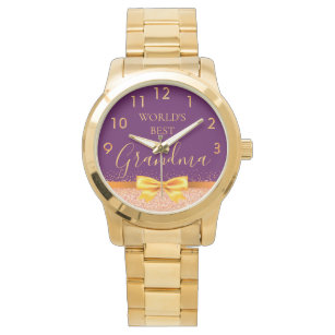 Reloj De Pulsera Oro rosa púrpura de la mejor abuela del mundo