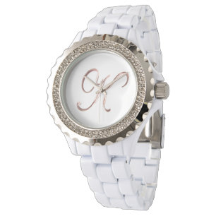 Reloj De Pulsera Oro subió K elegante del monograma