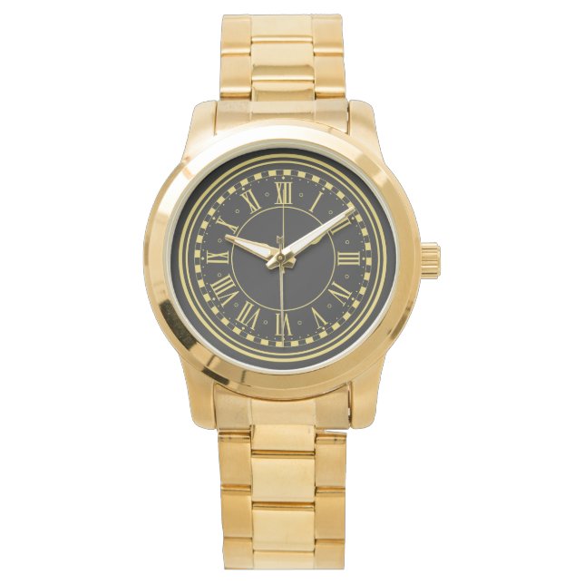 Reloj De Pulsera Oro Unisex sobredimensionado monograma (Anverso)