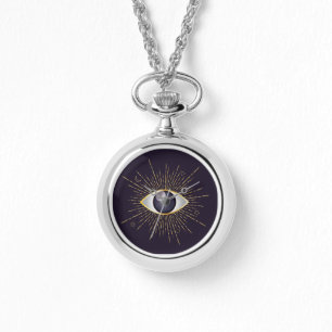 Reloj De Pulsera Oro y Mística Violeta Ojo Místico Nazar Mati