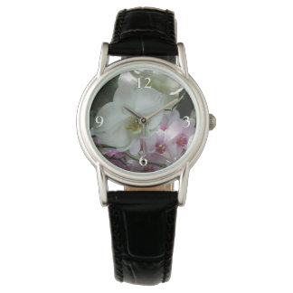 Reloj De Pulsera Orquídeas blancas y púrpuras
