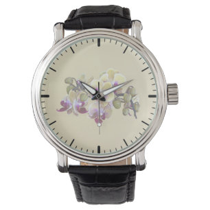 Reloj De Pulsera Orquídeas de halaenopsis de color amarillo pálido 