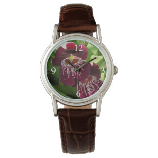 Reloj De Pulsera Orquídeas Granates II Floral Elegante