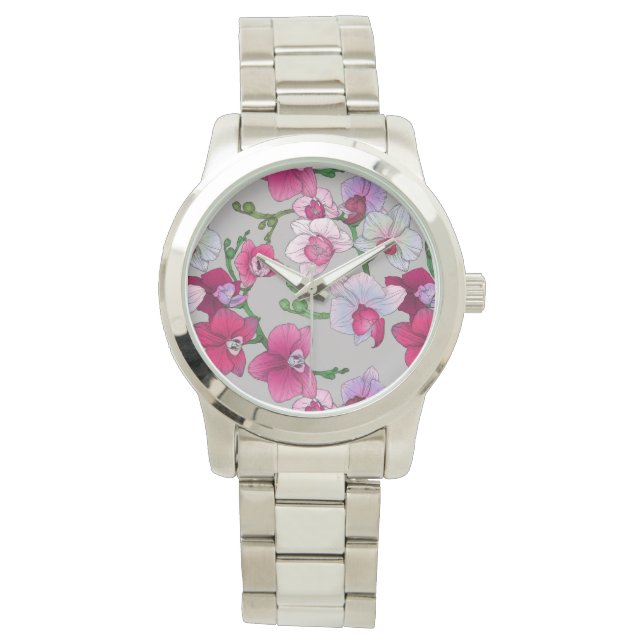 Reloj De Pulsera Orquídeas rosas en flor (Anverso)