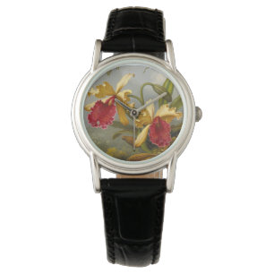 Reloj De Pulsera Orquids y Hummingbird Heade