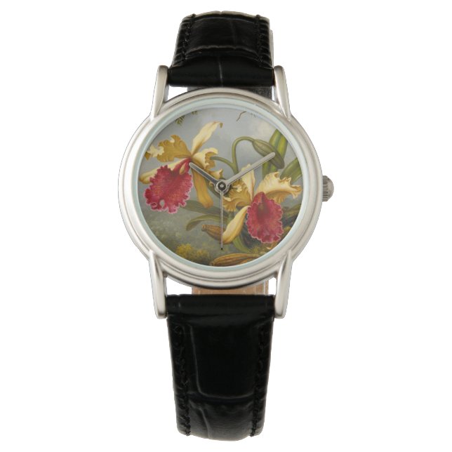 Reloj De Pulsera Orquids y Hummingbird Heade (Anverso)