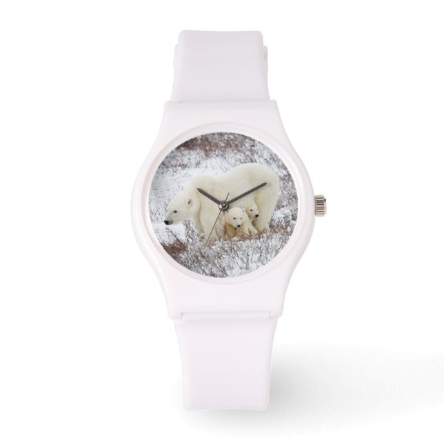 Reloj De Pulsera Osas polares hembra y dos crías (Anverso)