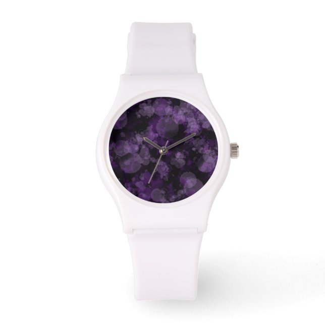 Reloj De Pulsera Oscuro Purple Splash Sporty White (Anverso)