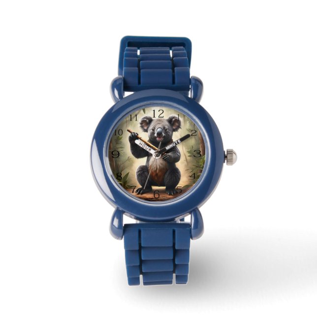 Reloj De Pulsera Oso De Koala Con Flauta De Madera, (Anverso)