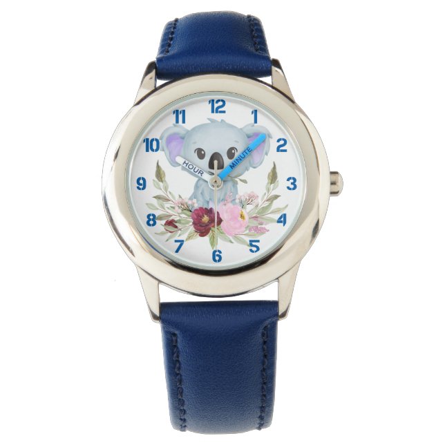 Reloj De Pulsera Oso de Koala con niños con flores (Anverso)