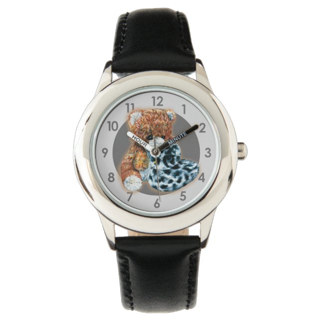Reloj De Pulsera Oso de peluche lindo juguete suave niños (Anverso)
