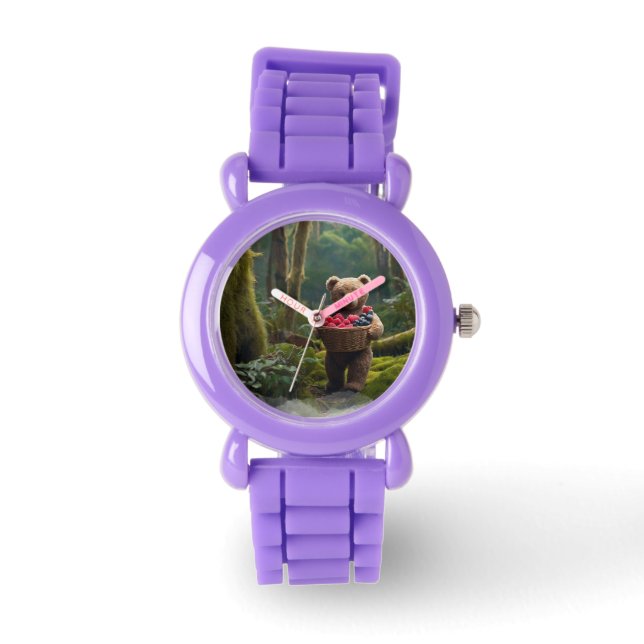 Reloj De Pulsera Oso de Teddy reuniendo arte de Berries para niños (Anverso)