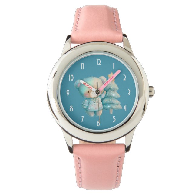Reloj De Pulsera Oso lindo y vacaciones de árbol de Navidad (Anverso)