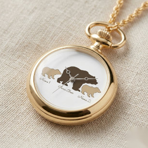Reloj De Pulsera Oso Mama Personalizado Con 2 Nombres De Niños Rega