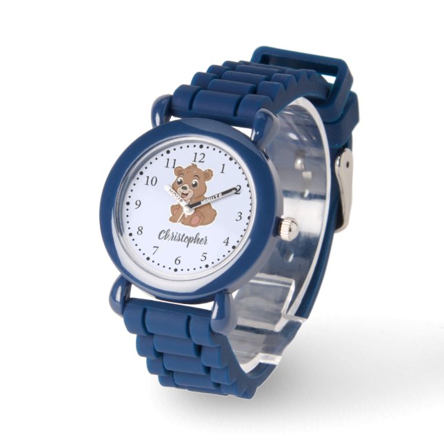 Reloj De Pulsera Oso marrón lindo azul (Ángulo)