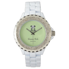 Reloj De Pulsera Oso panda blanco verde pálido