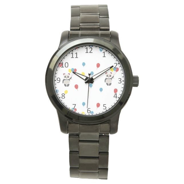 Reloj De Pulsera Oso panda con globos blanco (Anverso)