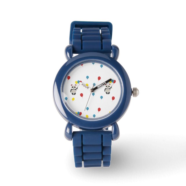 Reloj De Pulsera Oso panda con globos blanco (Anverso)