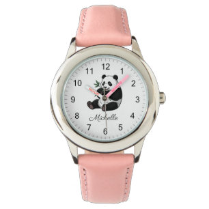 Reloj De Pulsera Oso Panda Lindo Personalizado Con Bambú Verde