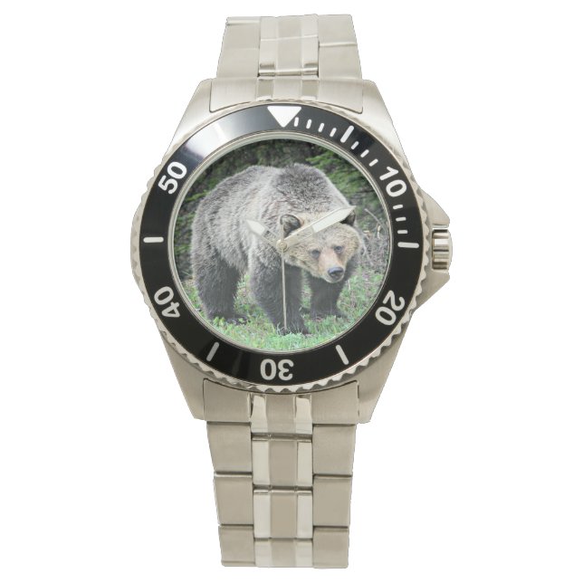 Reloj De Pulsera Oso Pardo Caminando en el Bosque (Anverso)