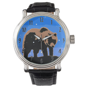 Reloj De Pulsera Oso Pardo en Invierno - Arte Original de Fauna
