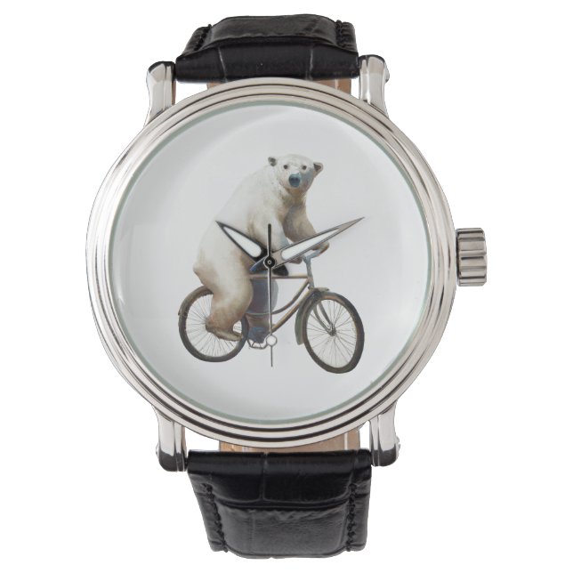 Reloj De Pulsera Oso Polar En Bicicleta (Anverso)