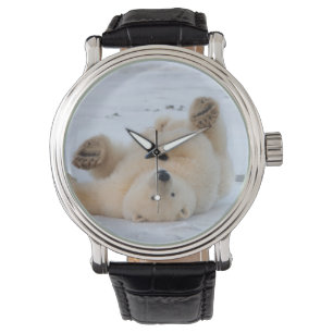 Reloj De Pulsera oso polar, Ursus maritimus, cachorro rodando 3