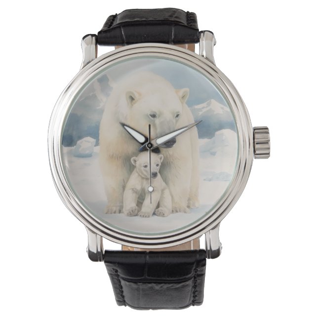 Reloj De Pulsera Oso Polar y Elegancia Cubo Ártico (Anverso)