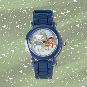 Reloj De Pulsera Oso polar y reno con esquís infantil